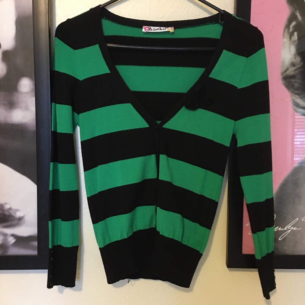 Green and black sweater